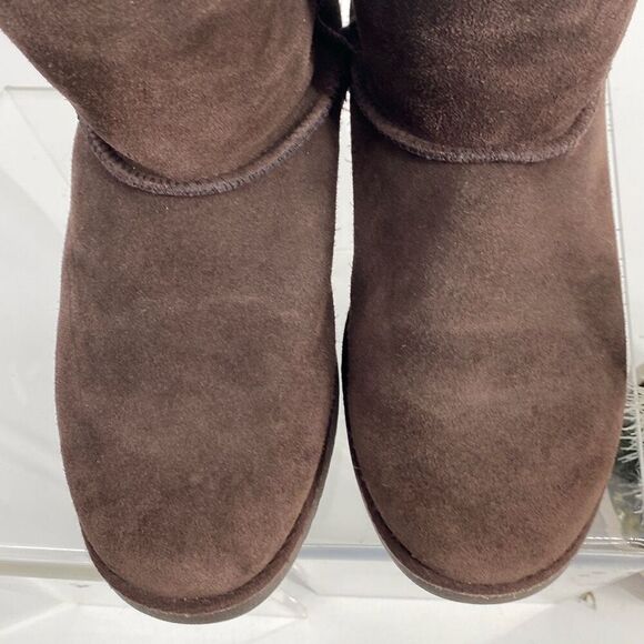 DREAM PAIRS High-top Winter Snow Boots Slip-On Leather Faux Lined Brown 10 - Picture 9 of 13